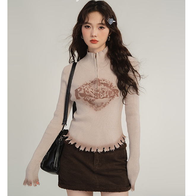 【年中！大清】咖色拼接毛毛灯芯绒半身裙女秋冬复古显瘦-YY230012