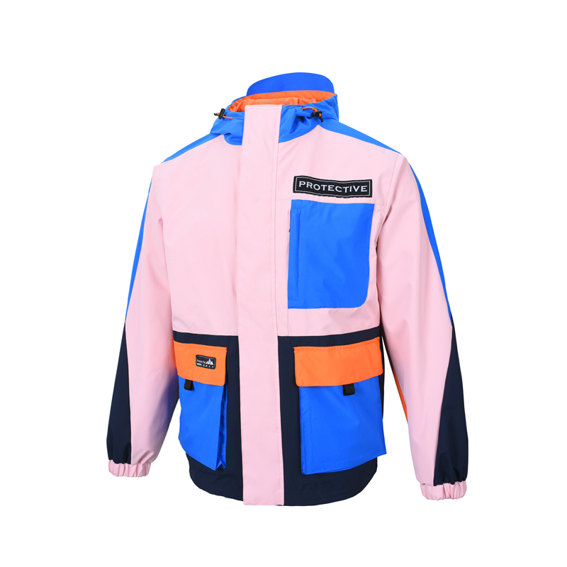 男女同款春秋户外登山徒步冲锋衣休闲时尚防风连帽外套中性款