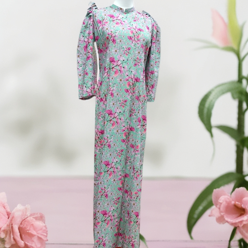 粉色奥黛旗袍年轻款少女夏季学生日常可穿透气遮肚子绝美气质