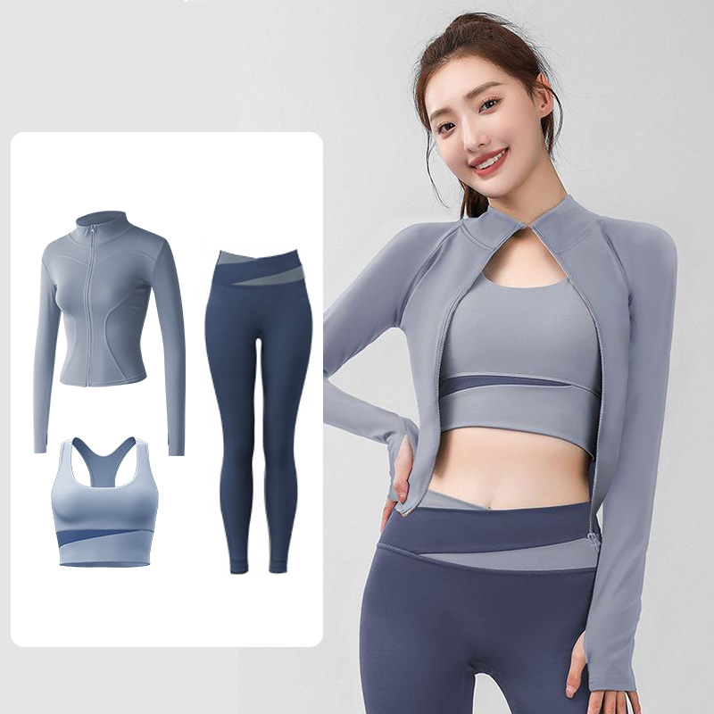健身服女外套秋冬季普拉提速干紧身瑜伽服上衣紧身晨跑步运动套装