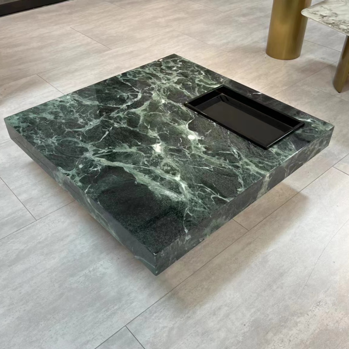 普拉达绿大理石方形茶几现代简约大小户型茶几别墅客厅极简轻奢