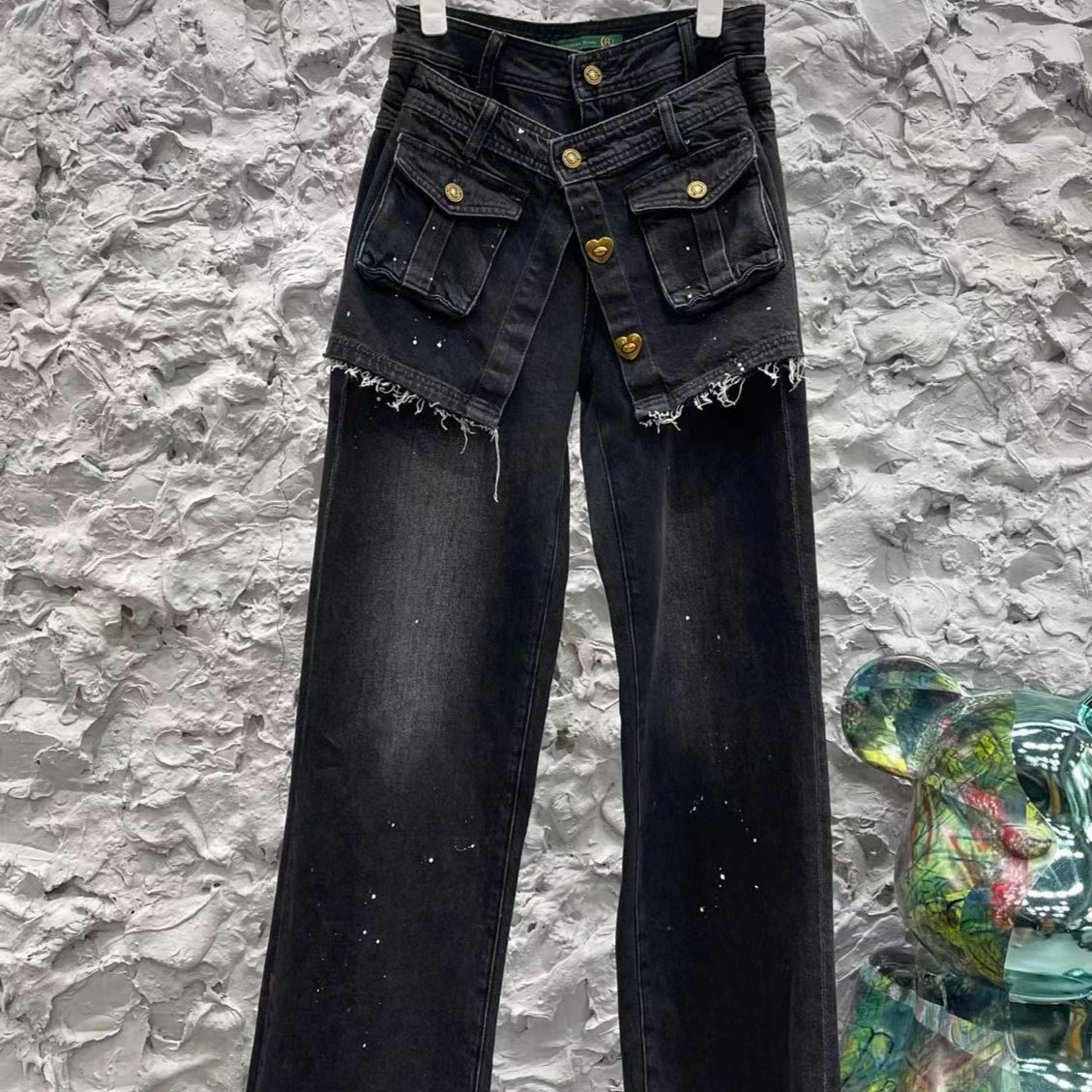 Mx精选外露口袋牛仔裤（CR286）显瘦春夏百搭牛仔裤