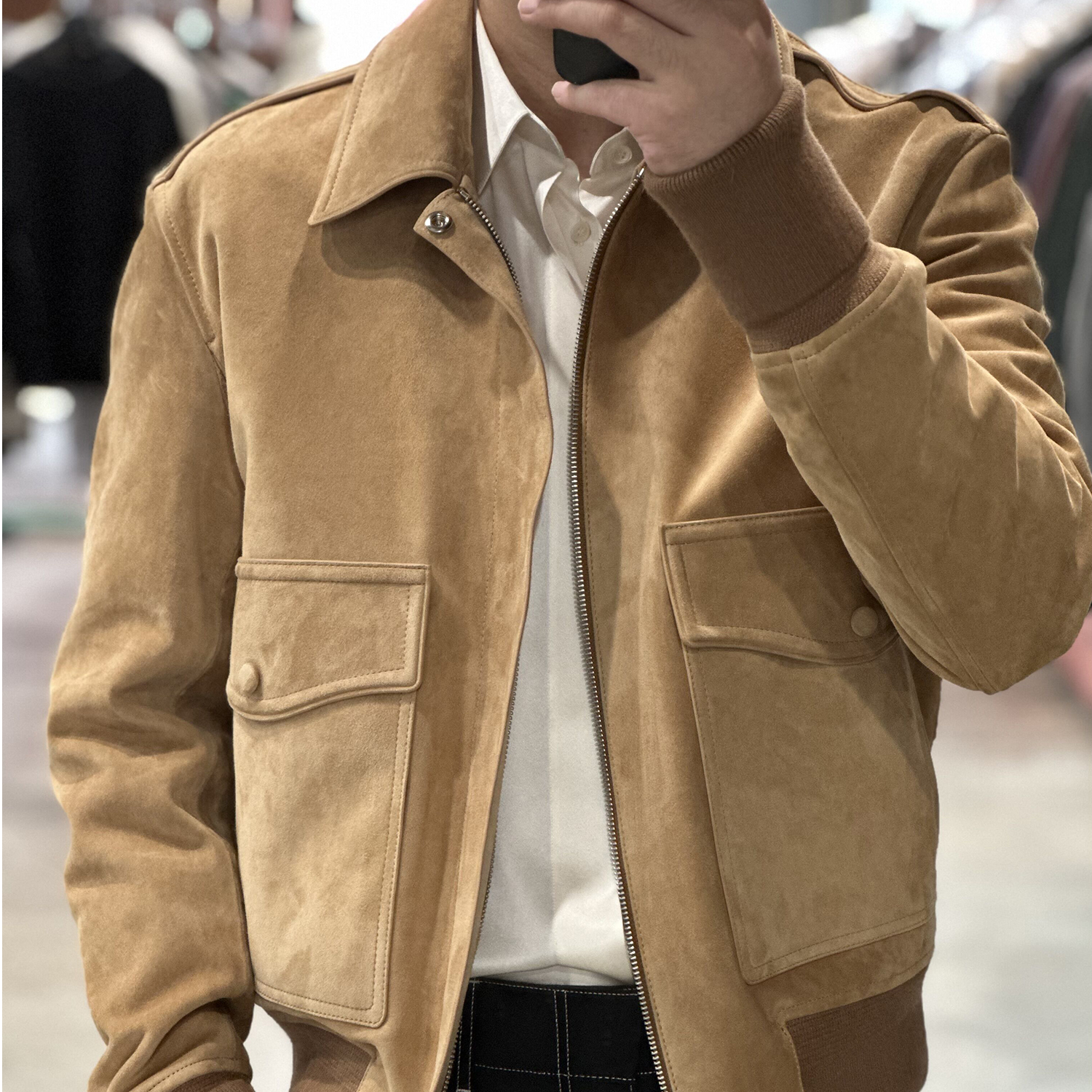 LA CALIFFA65500元版”总裁的早秋 天然苏丹小羊羔皮“A2飞行夹克