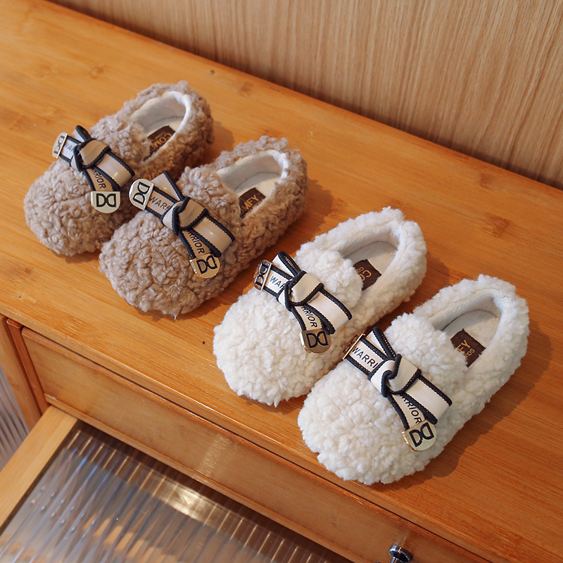 ABCYEEF女童二棉鞋宝宝冬鞋儿童毛毛鞋秋冬新款棉鞋加绒豆豆鞋保