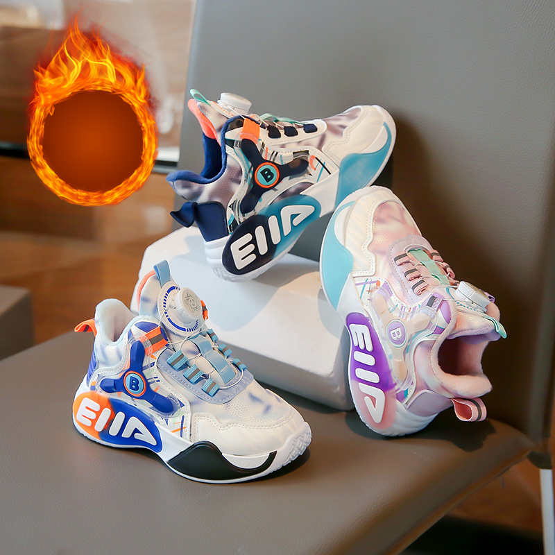 ABCYEEF男童鞋运动鞋秋冬款2023儿童篮球鞋中大童加绒二棉鞋旋转