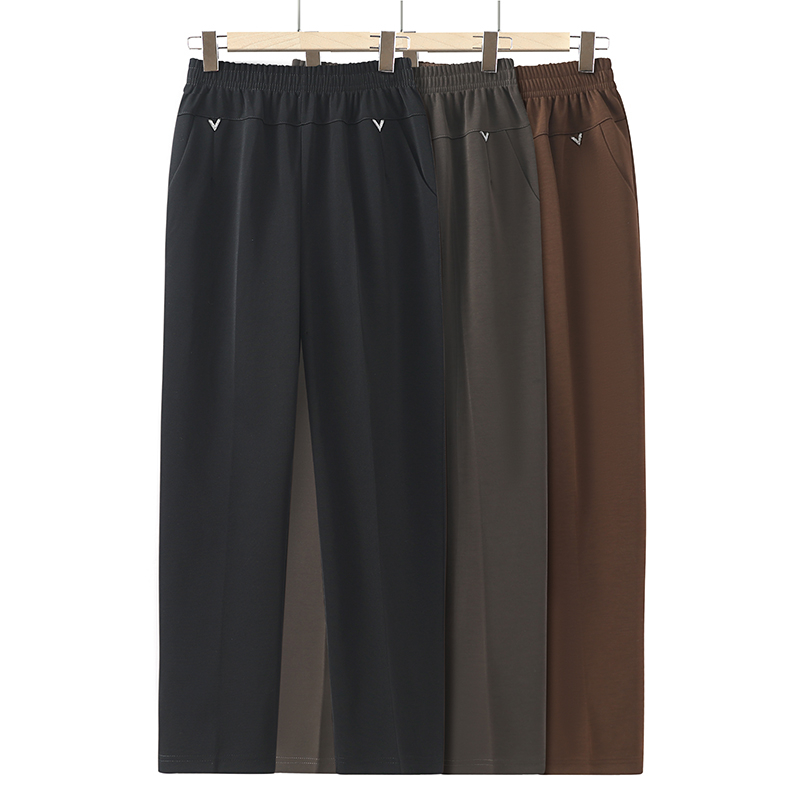 中年妈妈长裤子女裤中老年女装奶奶松紧腰宽松春秋新款直筒夏款