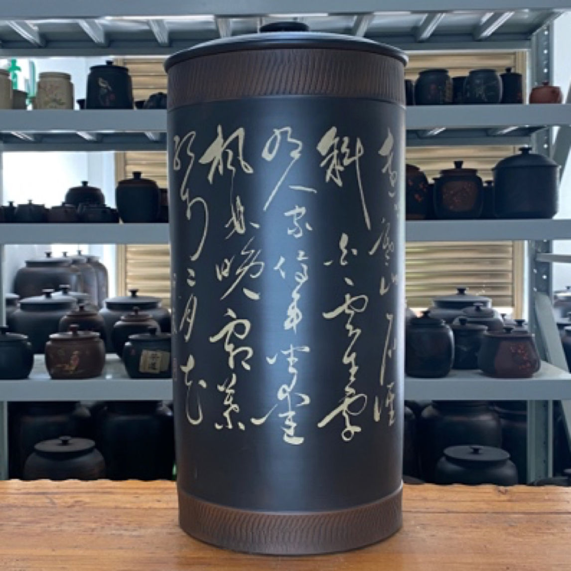 建水紫陶大茶缸24饼茶6斤散茶40斤米全手工彩填茶叶罐储茶罐醒茶