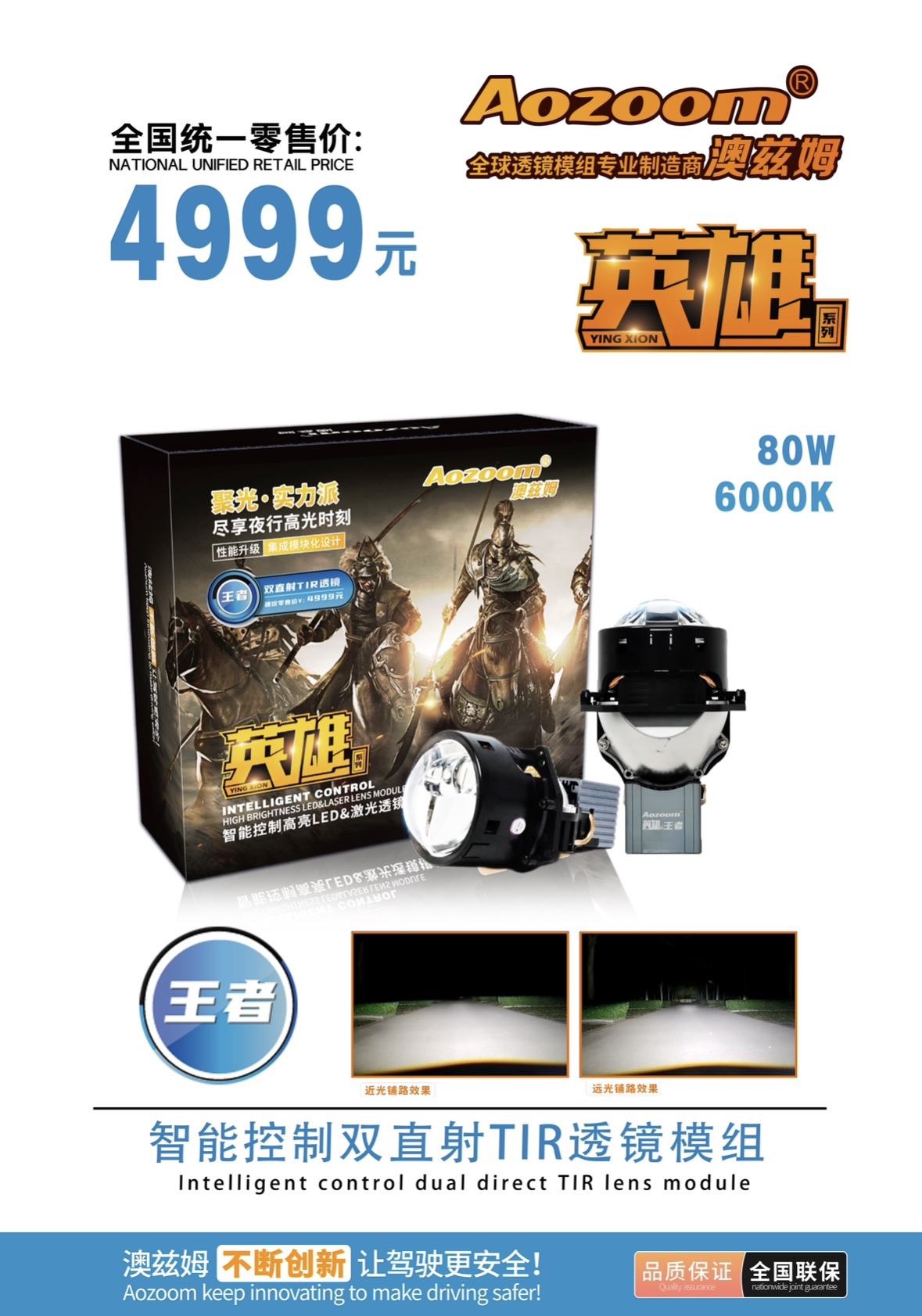 澳兹姆高端产品英雄系列 老款王者双直射TIR 透镜模组