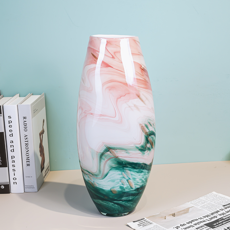 K838现代化水墨渐变家居晕染酒店玻璃花瓶摆件客厅客厅插花花瓶