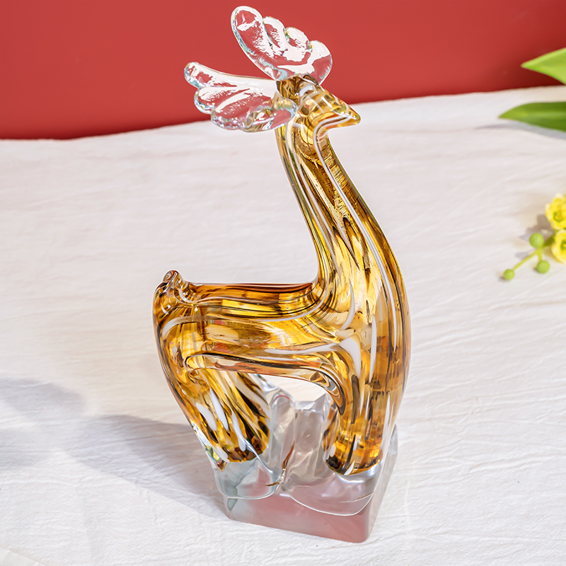 K141高档琉璃福鹿摆件轻奢风家居装饰品