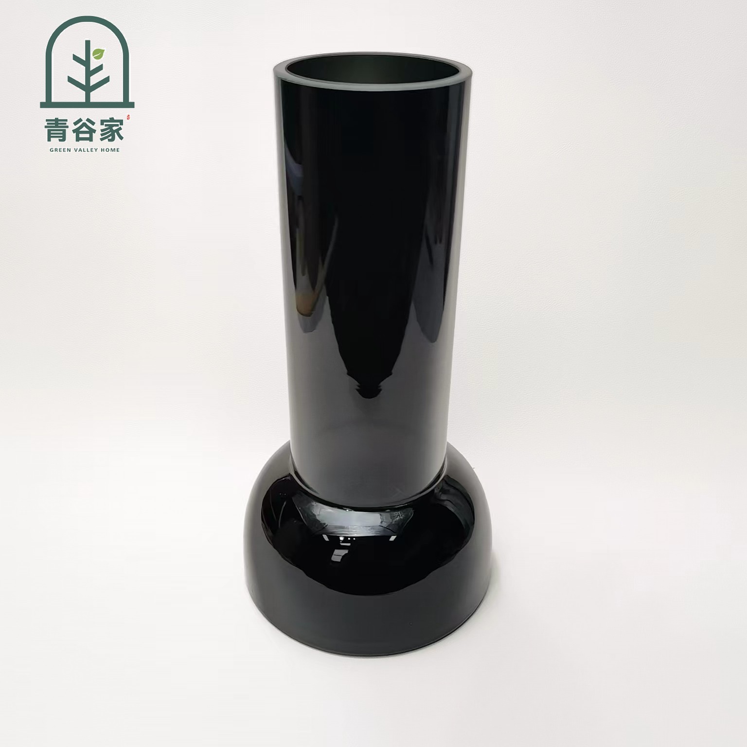 B010 现代轻奢简约深冷灰平底玻璃高档插花花瓶