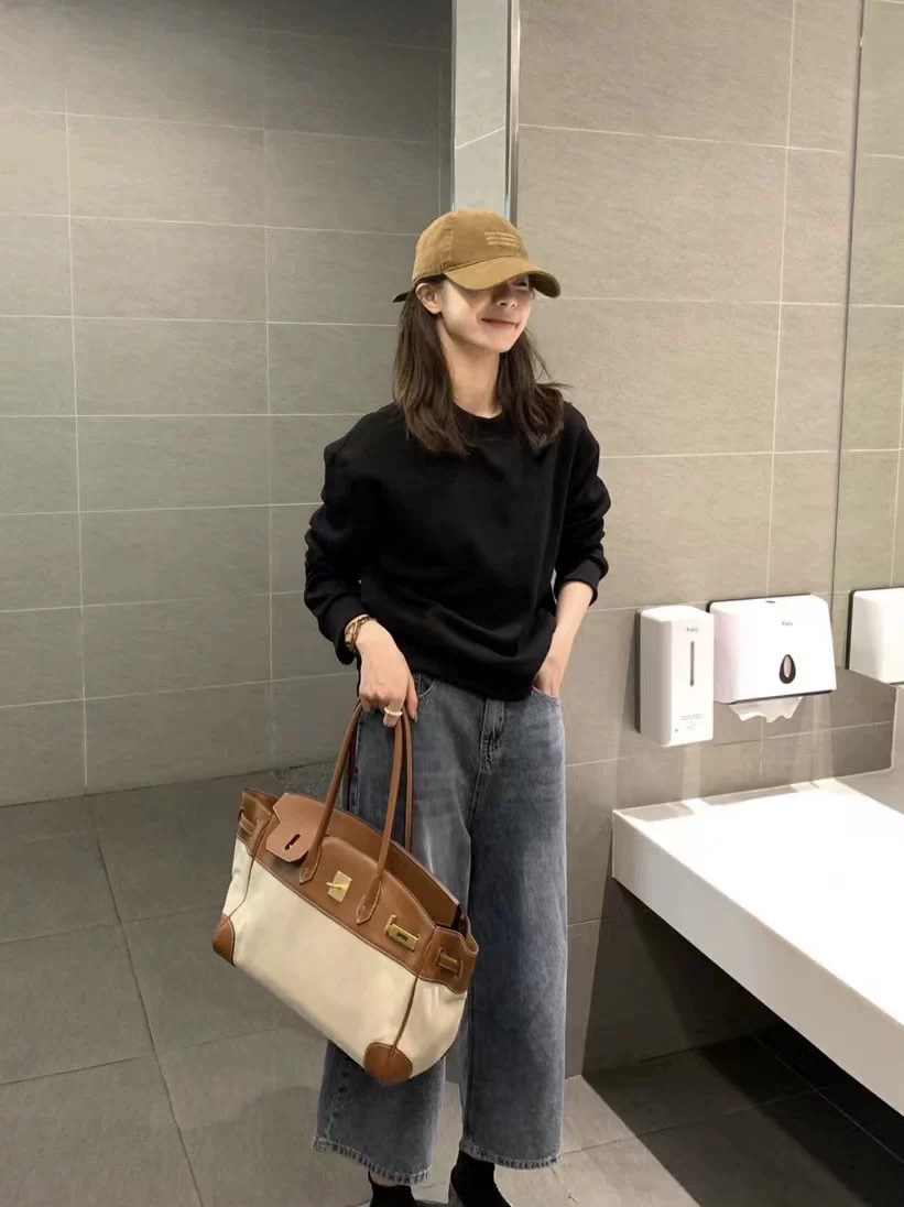 W1616A#2秋冬圆领百搭时尚慵懒风美式卫衣女加厚加绒气质显白