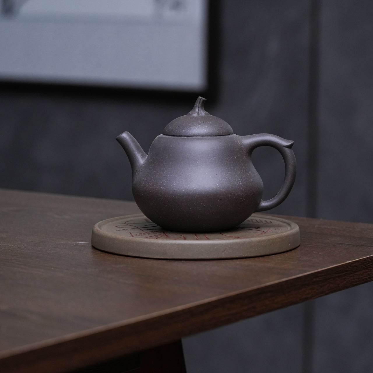 乘风阁原创.天青泥茄瓜壶 光素壶 150cc容量