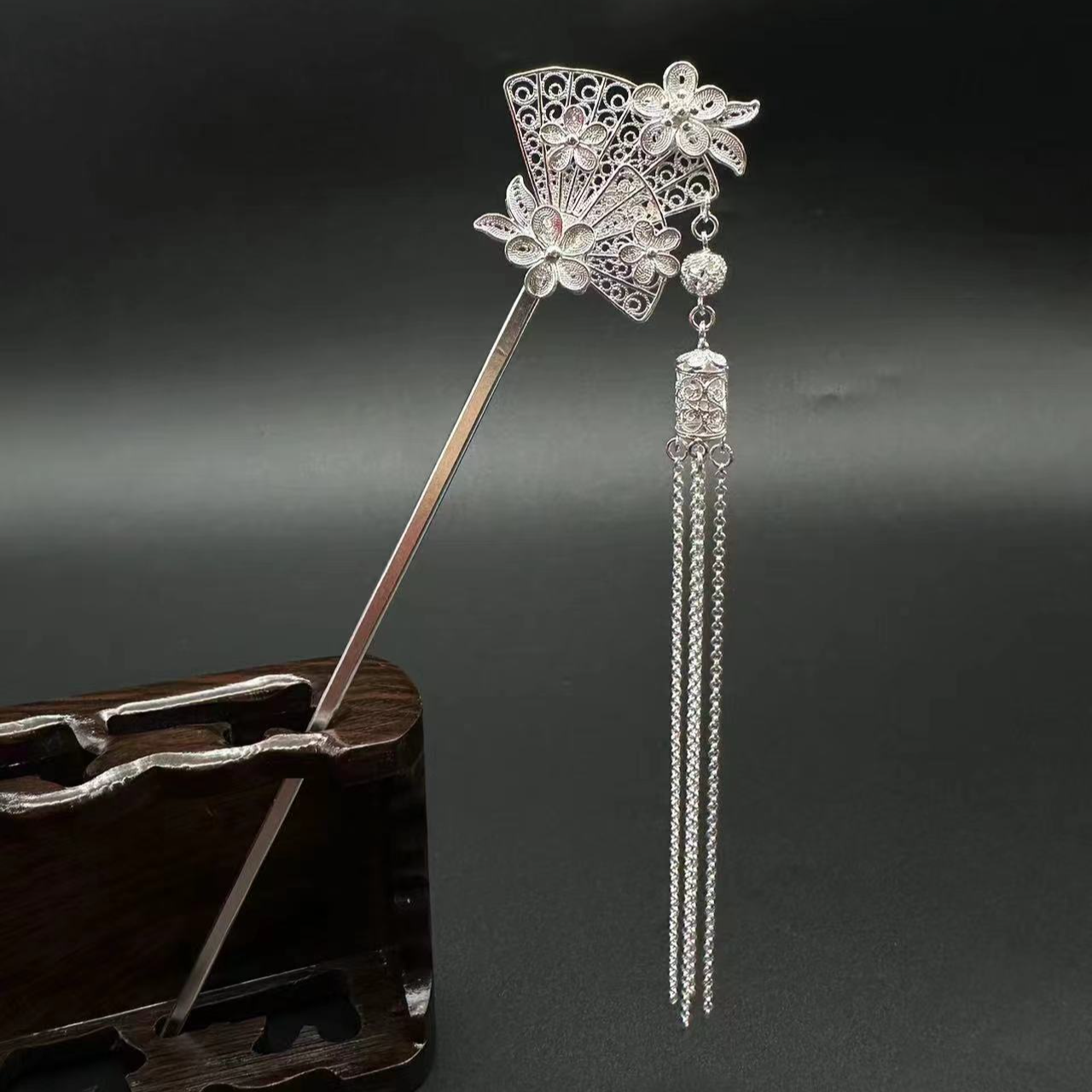 足银银制品 【摇风流苏簪】足银纯手工超仙古典中式素款百搭发簪