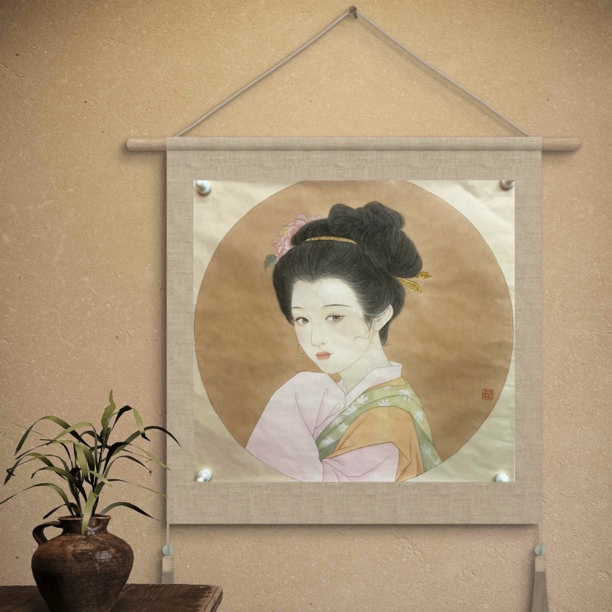 精工笔手绘仕女图国画挂画新中式客厅装饰画古代美人图壁画女儿房