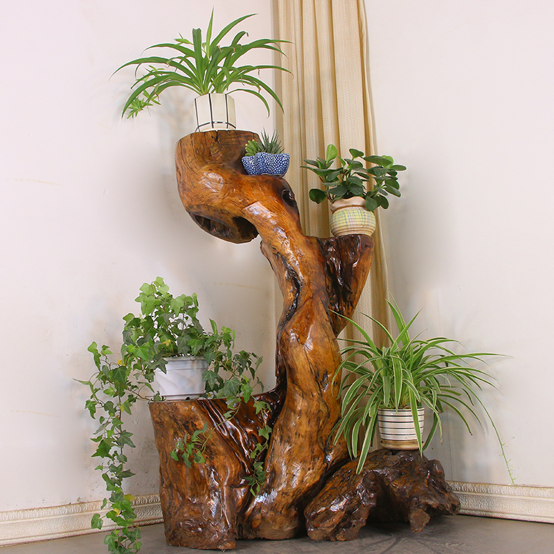 根雕花架实木树根香樟木树桩根艺底座树头落地客厅原木摆件MP6902