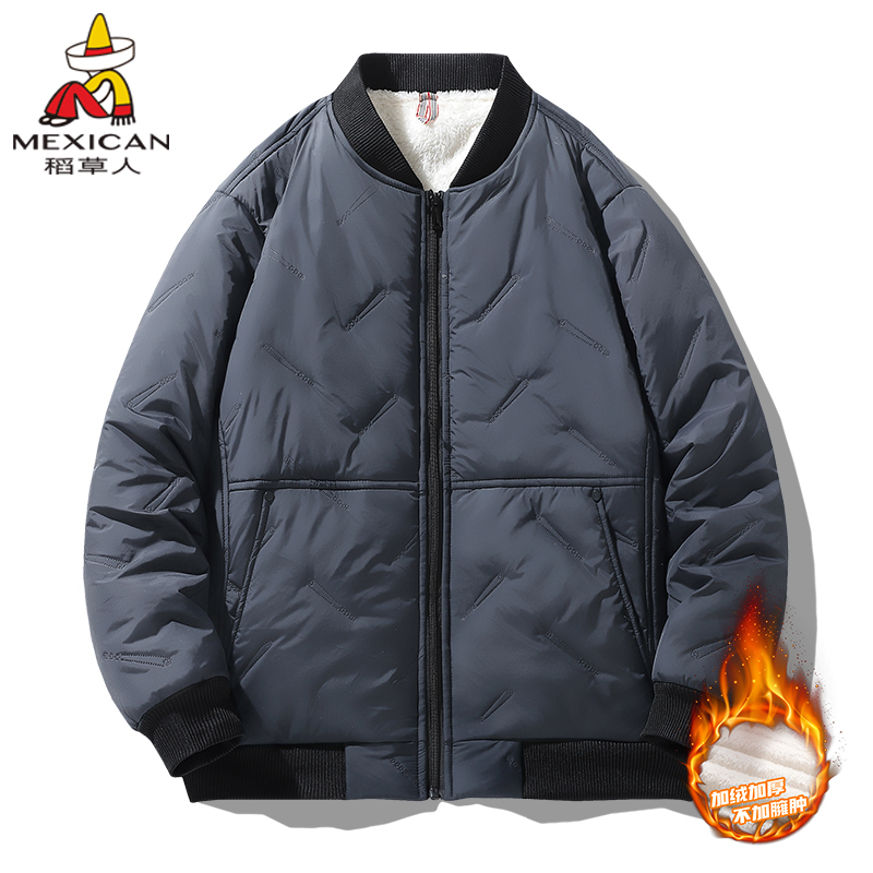 Mexican/稻草人棉衣男士秋冬季棒球领防风保暖时尚休闲百搭棉服