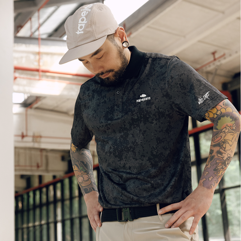 Tapejara拓勃亚拉 Wild grass系列数码黑高尔夫男装polo透气速干