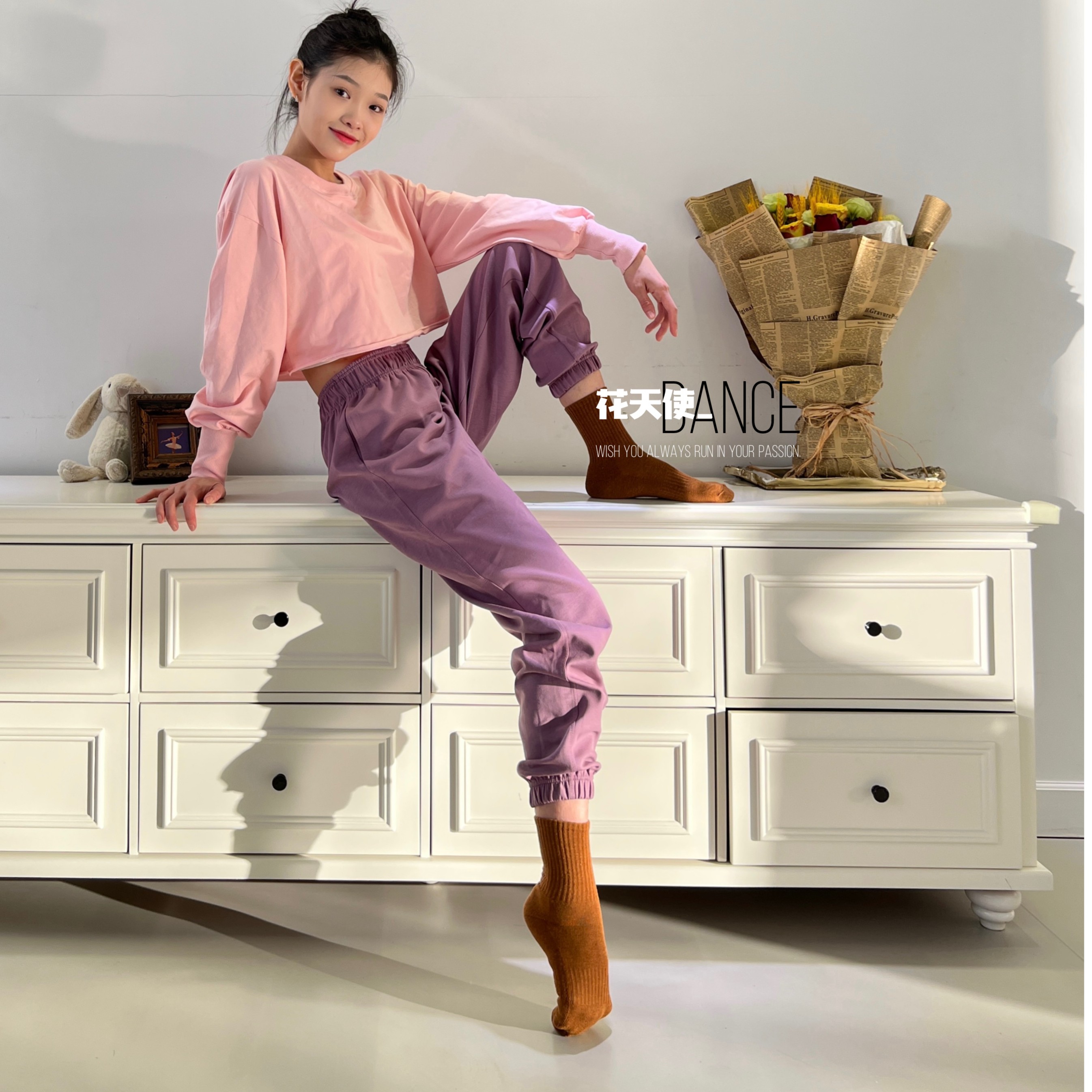 FAD 花天使秋冬新款太空棉束脚裤现代舞练功服
