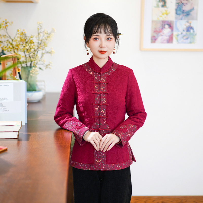 筠雅唐装女冬棉袄加厚保暖旗袍棉衣棉服改良女秋冬中式女装24J365