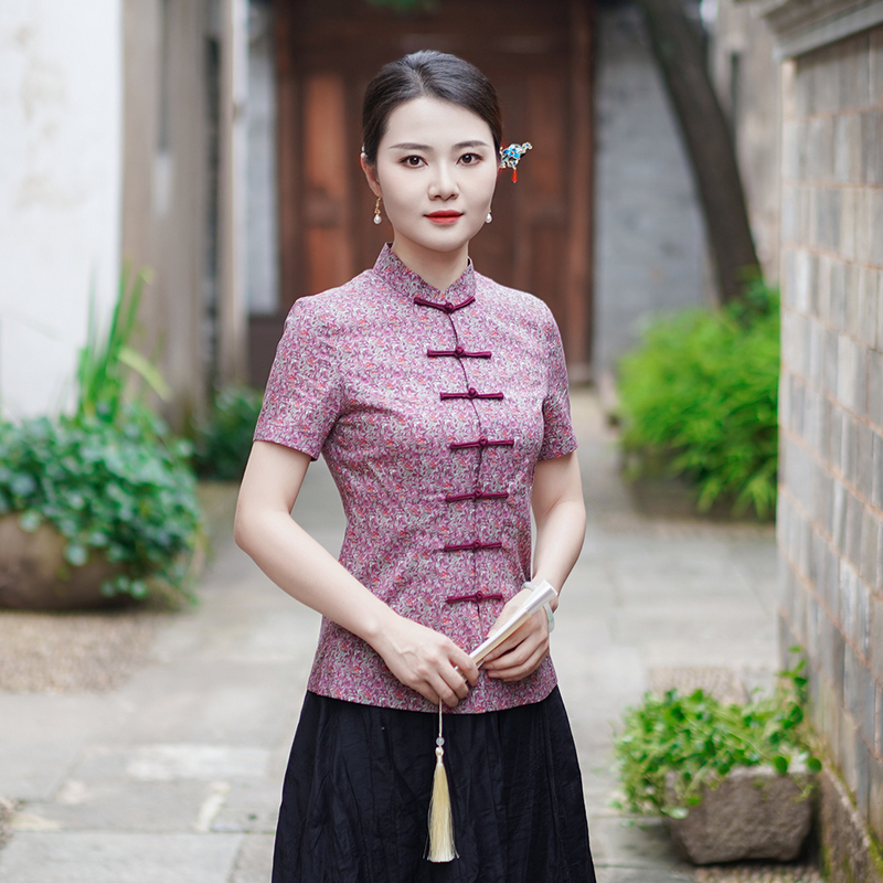 筠雅新款唐装女中国风改良旗袍上衣收腰百搭质感新中式女装24J242