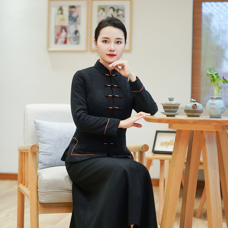 筠雅冬季新款唐装女中国风旗袍小袄夹棉加厚保暖新中式棉衣24J439