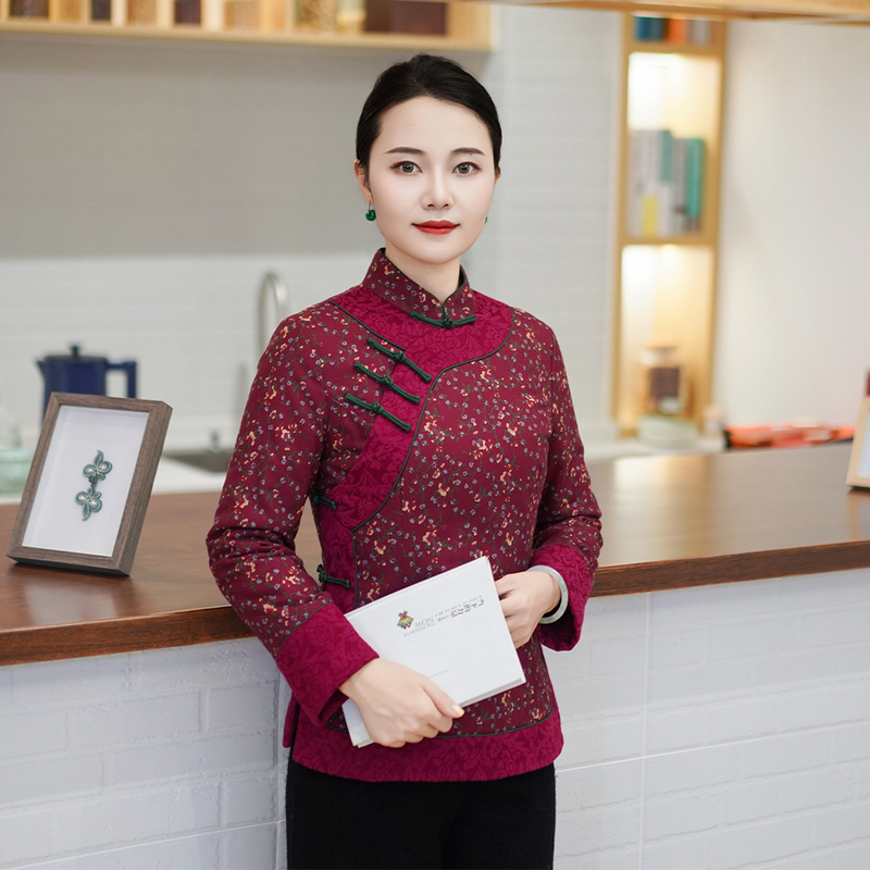 筠雅冬季新款唐装女中国风旗袍小袄夹棉保暖新中式盘扣棉衣24J410