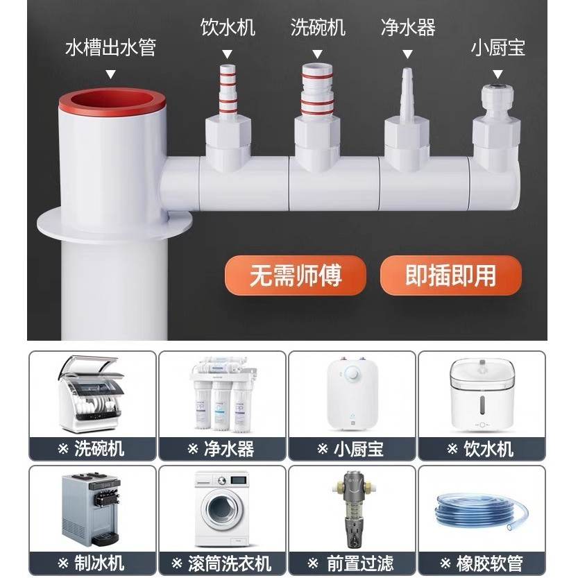 升级家用配件水漏山东五金厨房下水三通接头地漏卫生间排水管溢