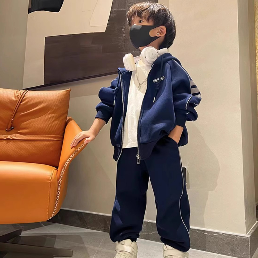儿童拉链衫套装2025新款开衫外套中大童男女童洋气宝宝帅气两件套