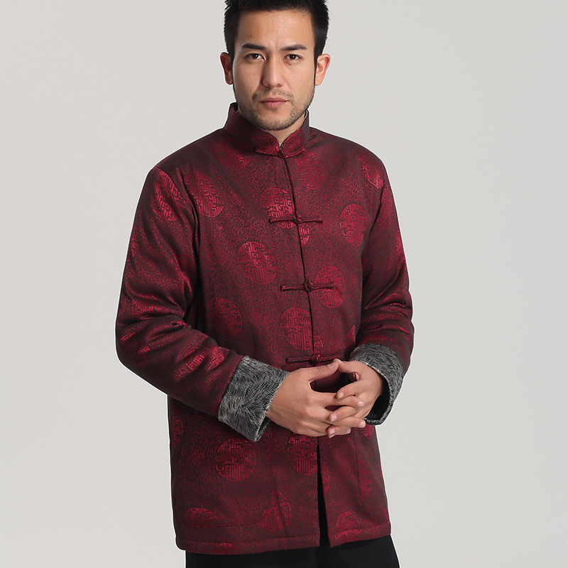 米尼也提花冬季立领厚款唐装中国风复古男士棉袄中式加绒秋季大码