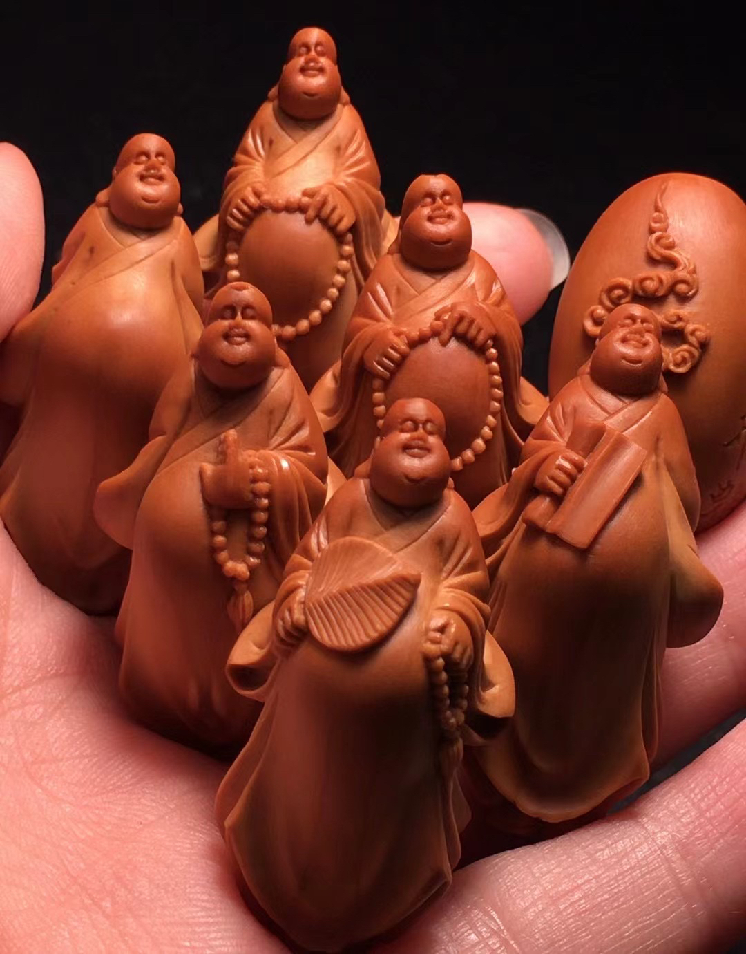 苏作立雕六合弥勒橄榄核雕橄榄核核雕橄榄核手串