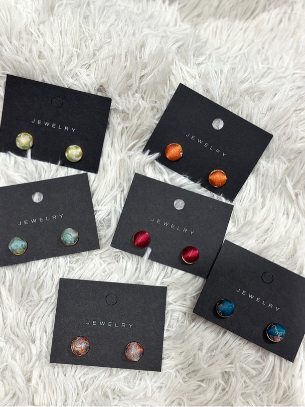 合金真丝耳饰 香云纱宋锦耳钉手工大号耳环百分百桑蚕丝配饰