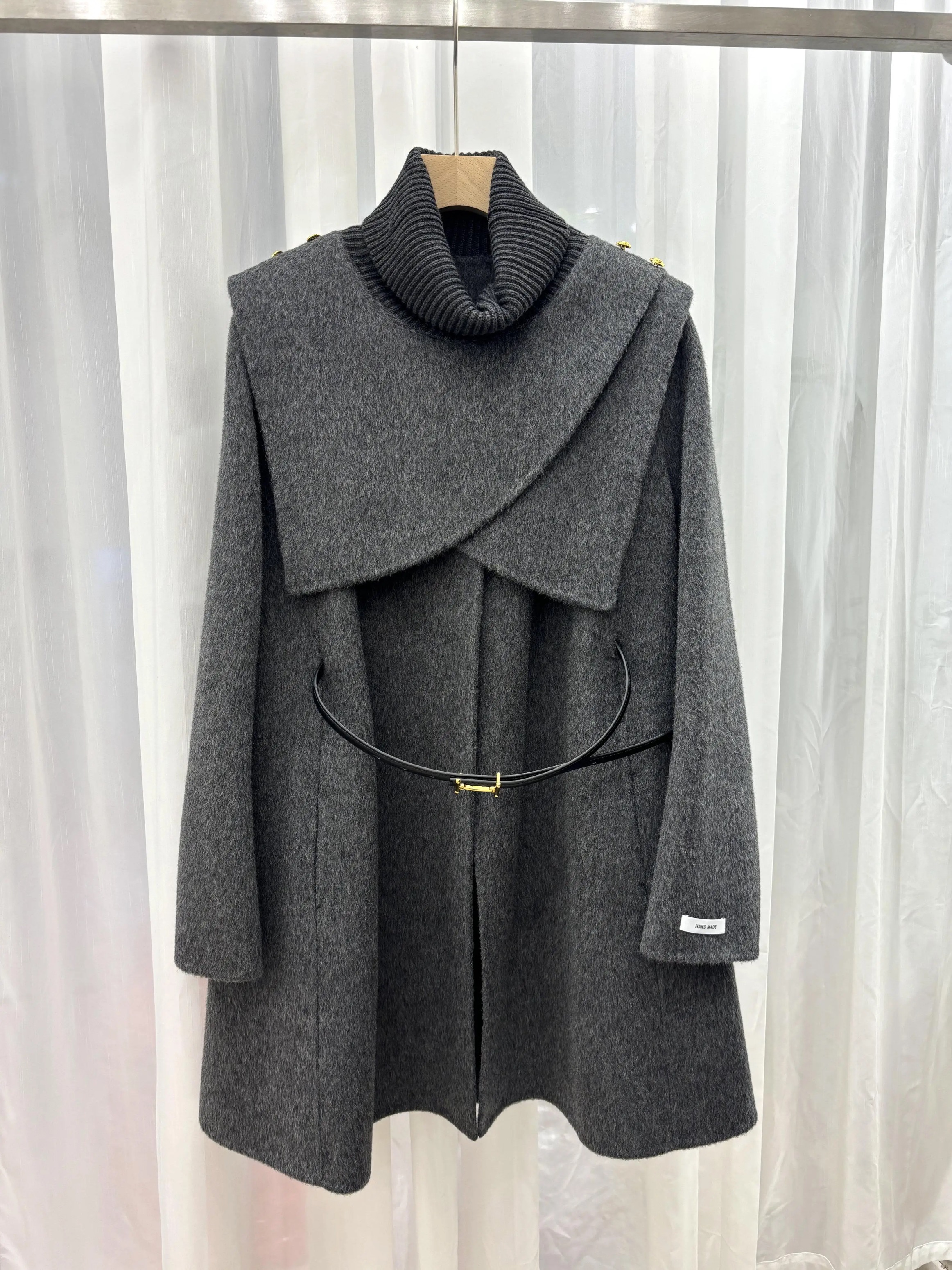 秋冬中长款双面呢大衣厚款加厚冬季时尚大衣