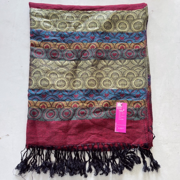 围巾酒红色孔雀刺绣 180cm*70cm颜色随机发.发2条