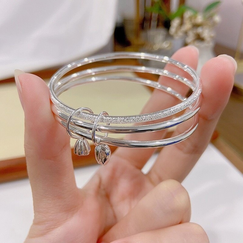 足银手镯 T24三生三世两世欢闭口款