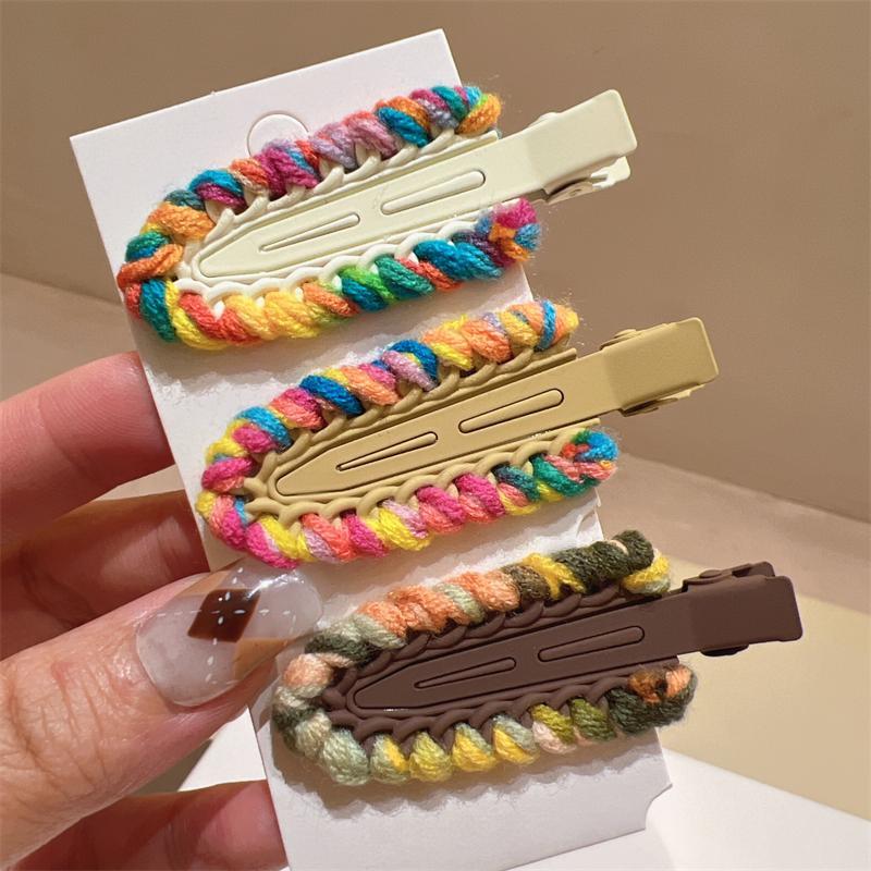 刘海侧边夹美拉德风绕彩色毛线俏皮可爱百搭小铲发夹冲浪板鸭嘴夹