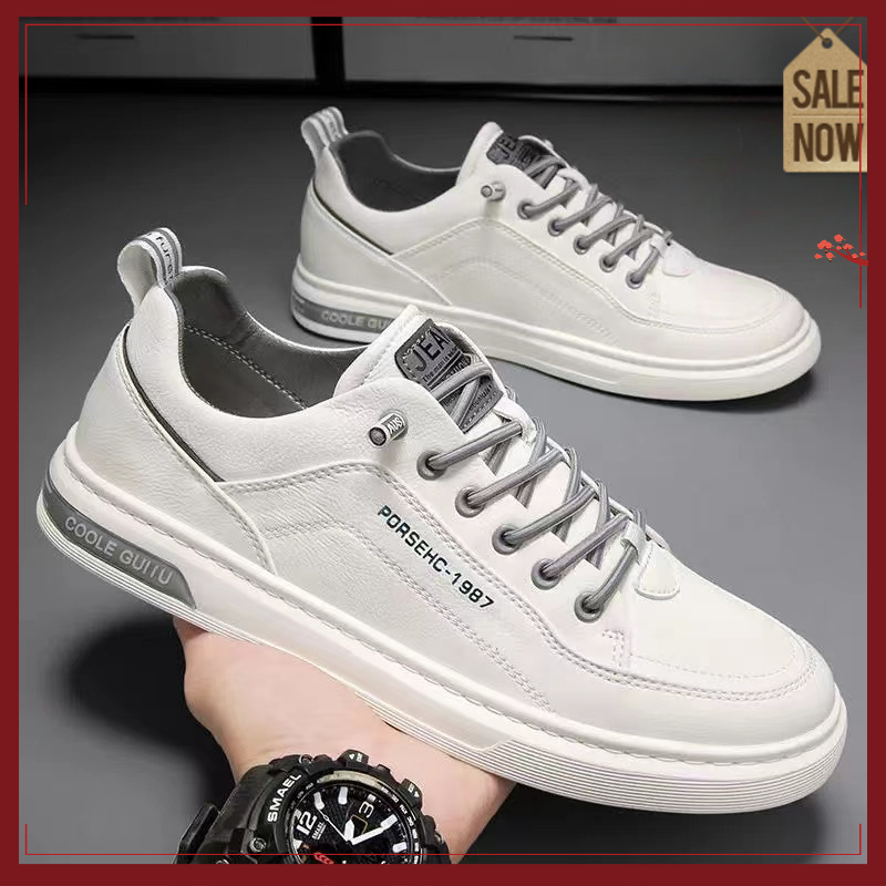 秋季男鞋2024新款休闲皮鞋男士时尚小白板鞋防滑透气百搭运动潮鞋