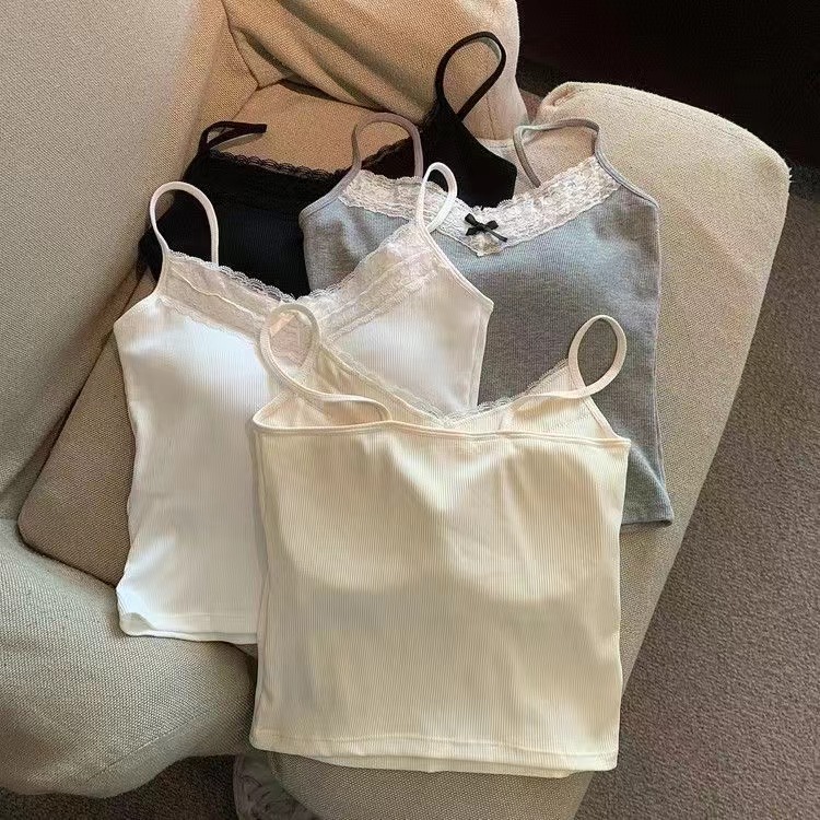 【常规款】带胸垫吊带背心女蕾丝纯欲显瘦夏季内搭外穿修身打底上