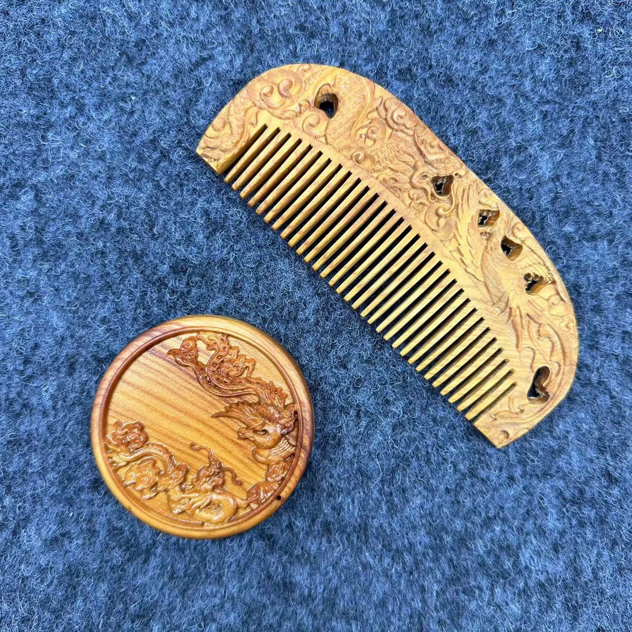 柏柏龙凤梳子镜子一对