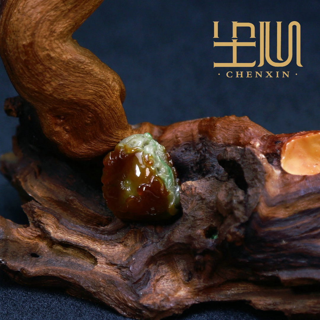 缅料天然翡翠精雕招财进宝吊坠 翡翠Ａ货