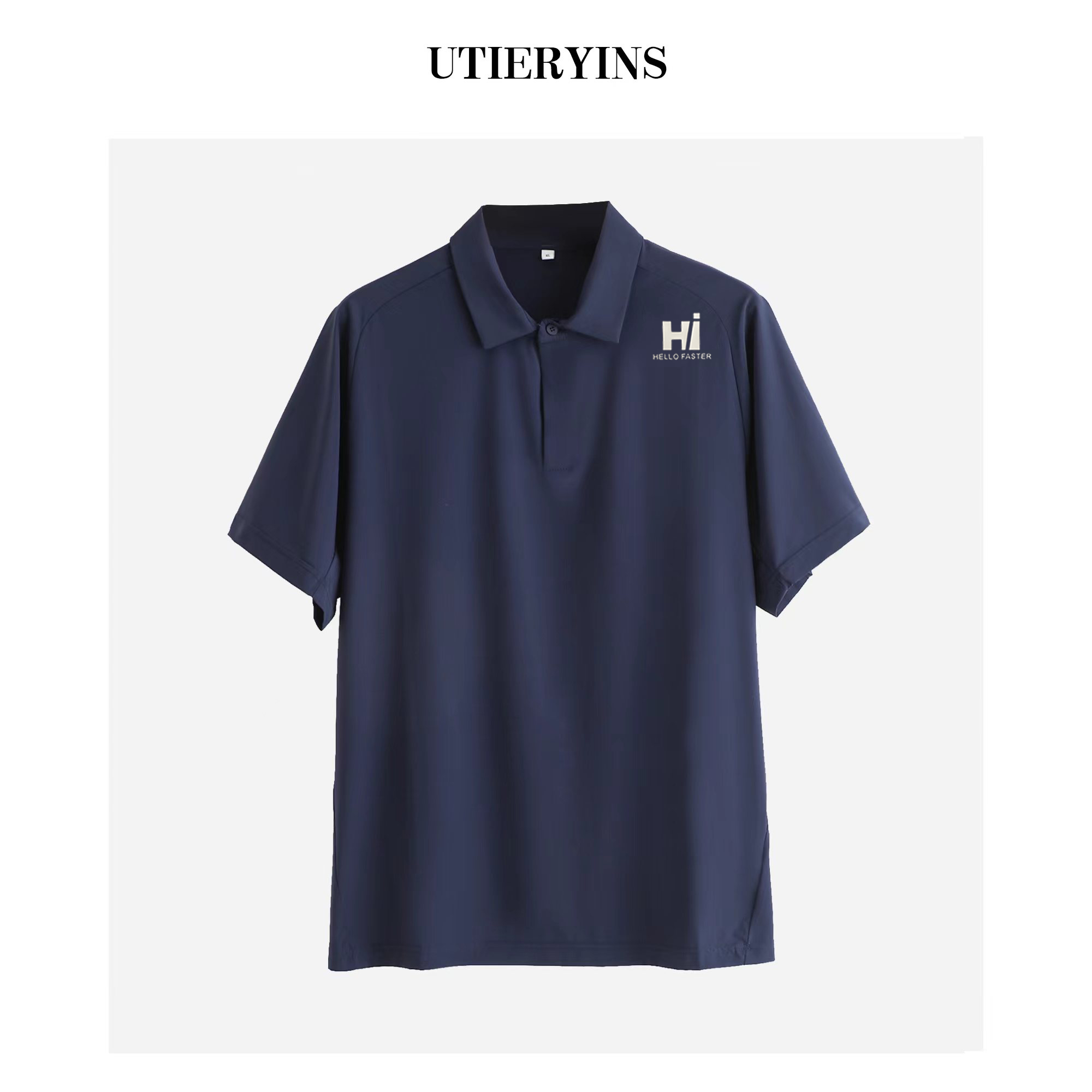 夏季新款宽松男款重工印花T恤户外透气翻领商务休闲速干速POLO衫