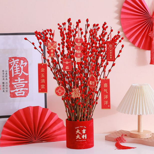 【60cm】银柳基地直发鲜枝真花年宵花干花耐寒花卉喜庆缤纷佳品