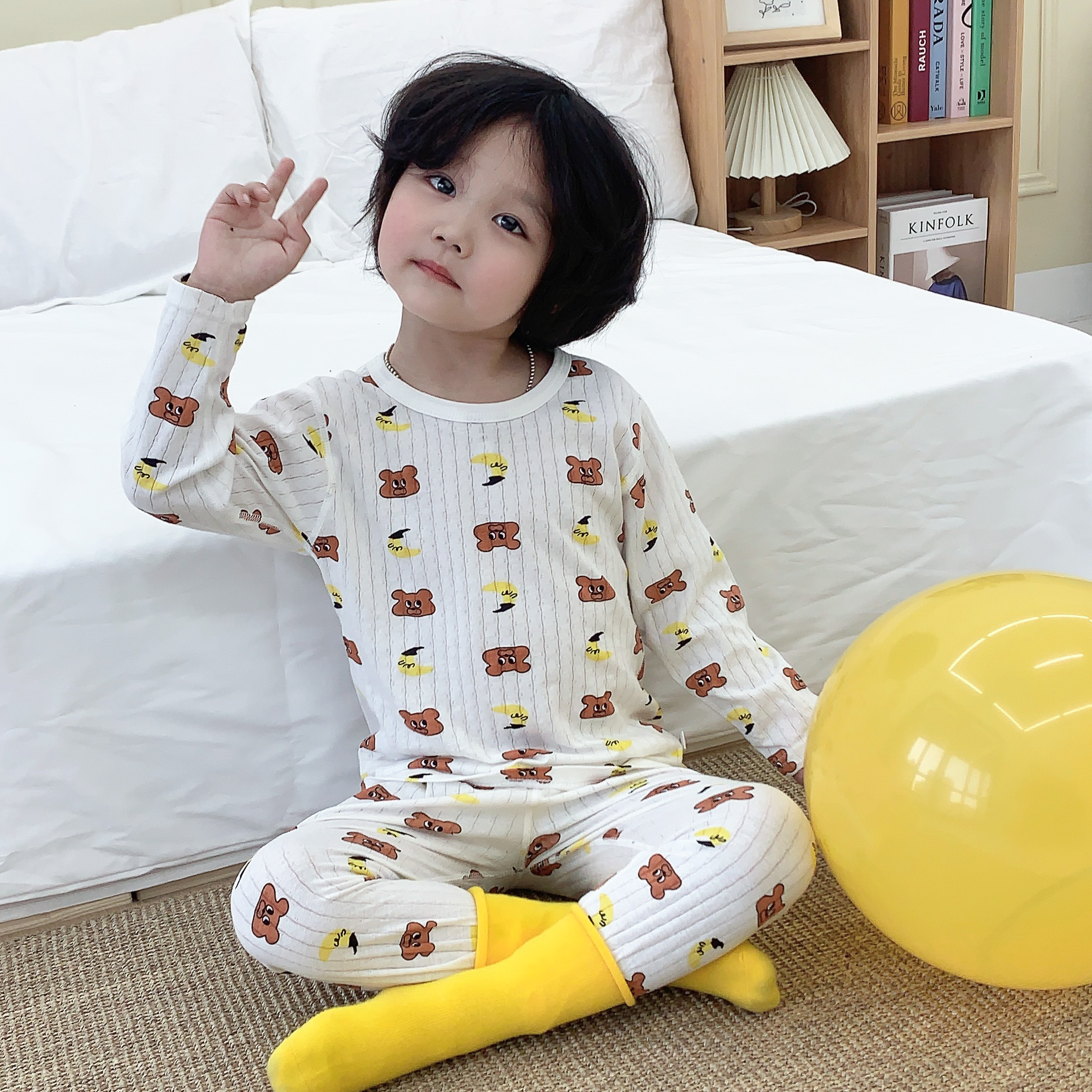 宝宝无骨衣服纯棉薄款夏季婴儿套装儿童款睡衣男宝宝秋衣套装