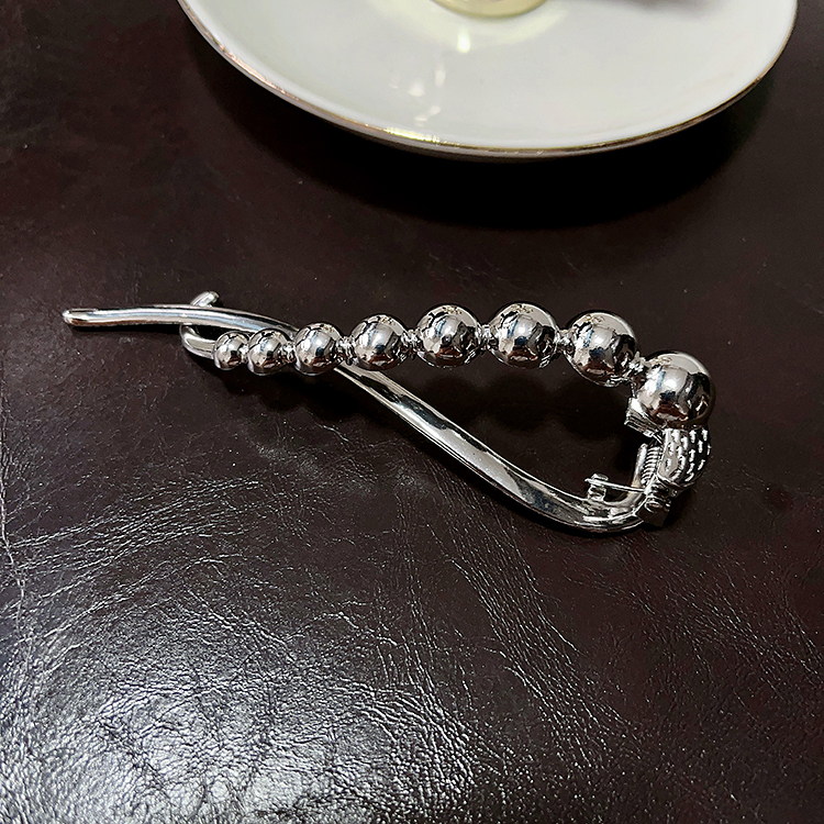 锌合金发饰 发夹气质简约个性银色素款时尚冷淡风盘发夹扭扭夹