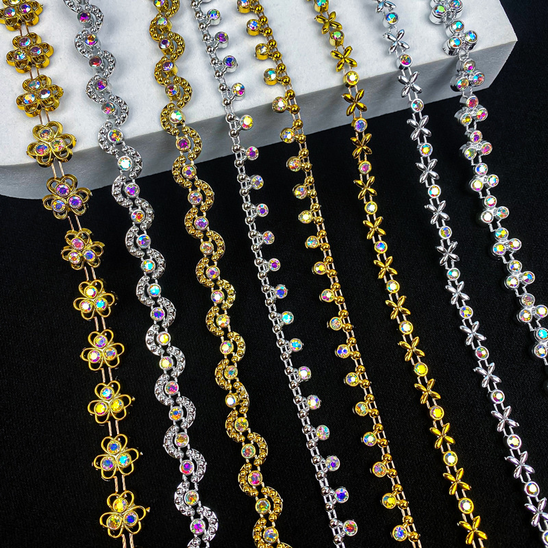 金银色炫彩彩钻链条DIY手工服装帽子戏曲舞台演出服装饰花边辅料