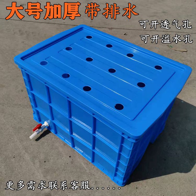 塑料箱带排水养鱼水箱带盖装鱼的箱子周转箱养龟养鱼带水阀养殖箱