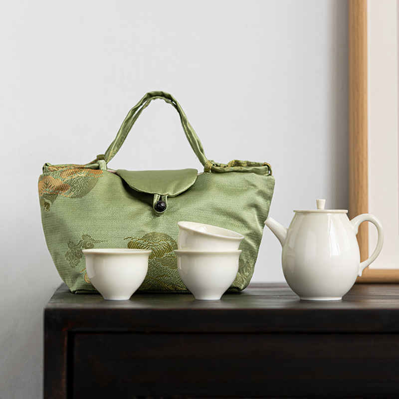 锦缎茶具收纳包便捷旅行布包中式茶壶茶杯防磕碰茶事包功夫零配件