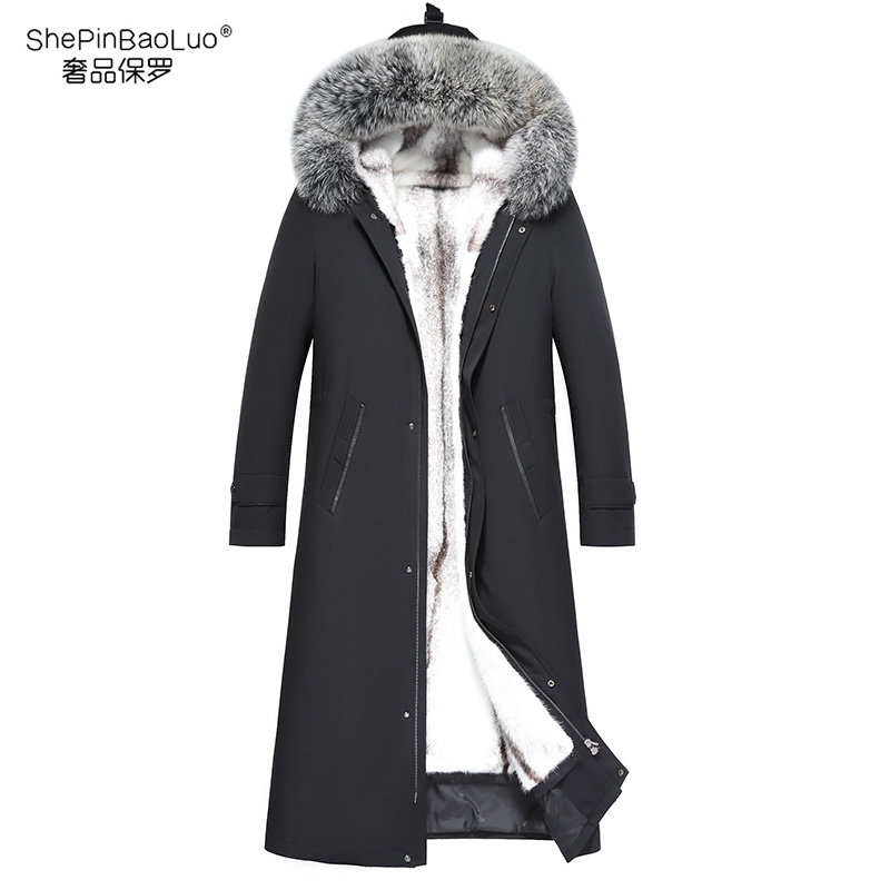 BaoLuoShePin/保罗奢品中老年水貂全胆貂袖派克服连帽长款22020