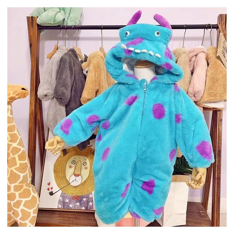 毛怪苏利文网红婴儿服可爱宝宝动物造型衣服恐龙连体衣睡衣秋冬装