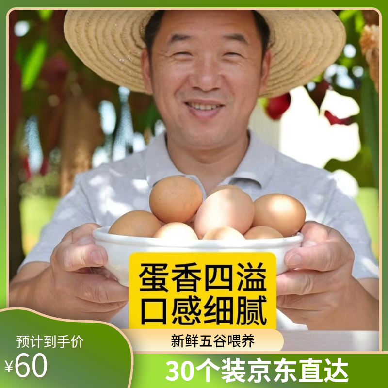 崇明岛散养新鲜土鸡蛋30个装  五谷杂粮喂养营养健康京东发货直达